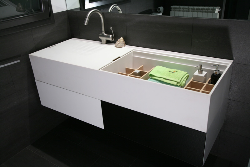 Practical Bathroom Furniture With Integrated Baby Tub By Herms