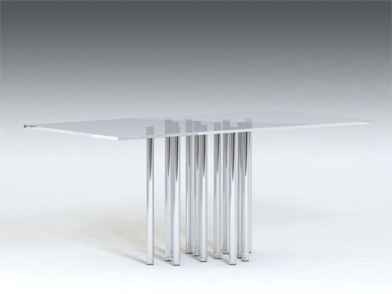 Rectangle And Round Glass Top Dining Tables Mille By  Bonaldo