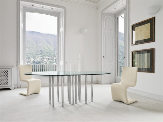 Rectangle And Round Glass Top Dining Tables Mille By  Bonaldo