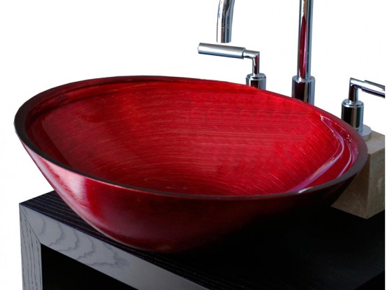 Red Glass Vessel Sink – Rosso Veneziano By Boxart