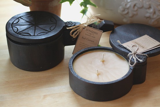 Rustic Decorative Candles Wooden Spice Pots From Himalayan Trading Post 