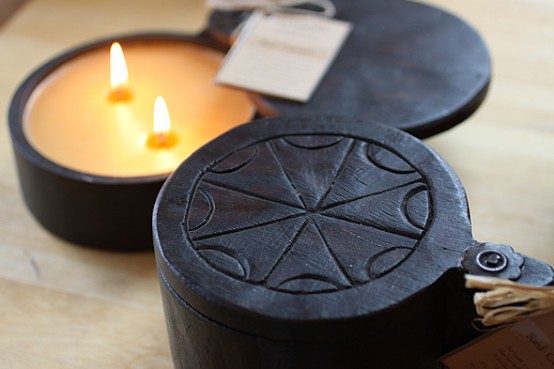 Rustic Decorative Candles Wooden Spice Pots From Himalayan Trading Post 