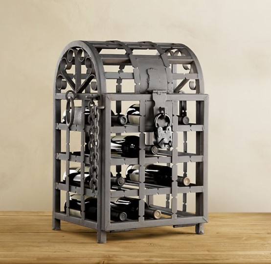 Rustic Metal Wine Cage from Restoration Hardware