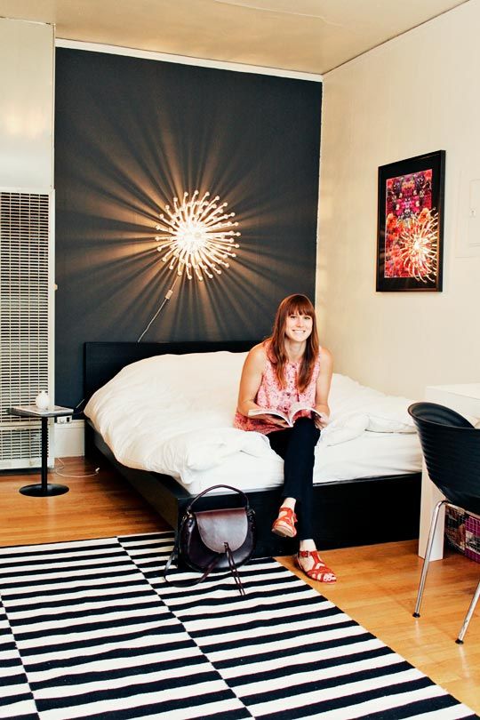 Stockholm rug for a monochrome bedroom
