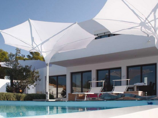 Sun Umbrella With LED Lights Tulip By MDT Tex