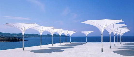 Sun Umbrella With LED Lights Tulip By MDT Tex