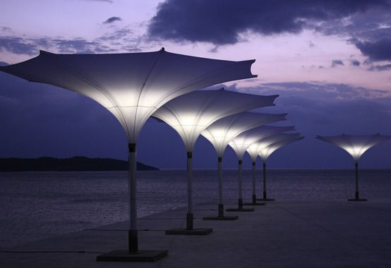 Sun Umbrella With LED Lights Tulip By MDT Tex