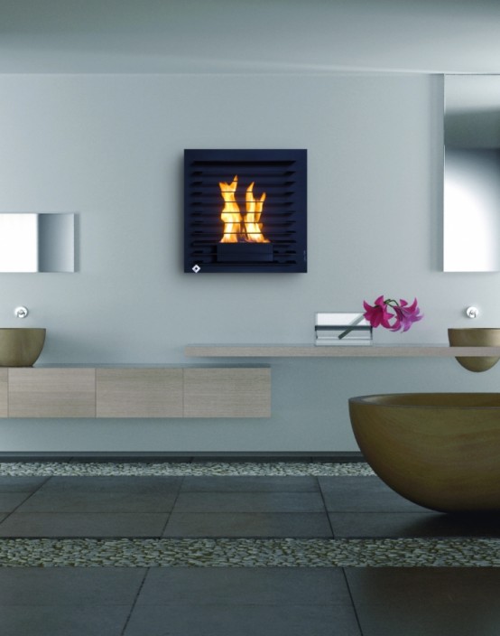 Unique Wall Mounted Fireplace By Aktys