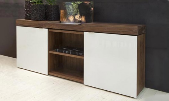 Walnut Sideboard With Integrated Bioethanol Fireplace Grace By Shulte Design