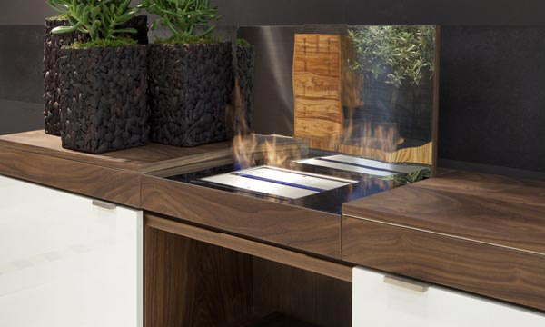Walnut Sideboard With Integrated Bioethanol Fireplace Grace By Shulte Design