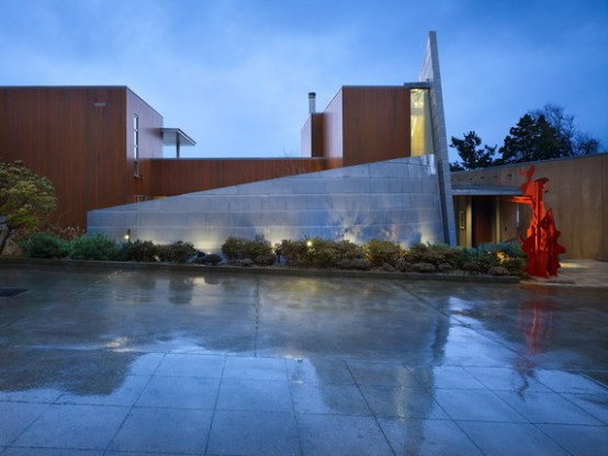 Waterfront House with Numerous Exterior Courtyards and Terraces