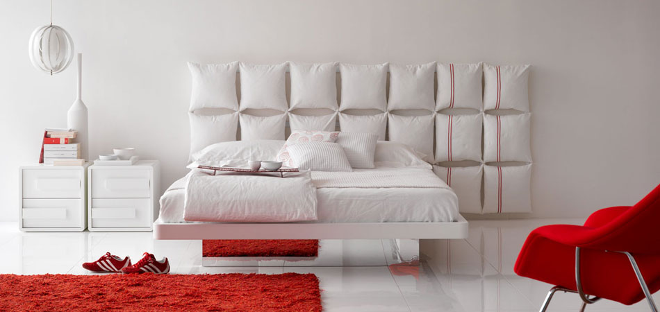 White Bed With Unusual And Creative Headboard Pixel By Olivieri