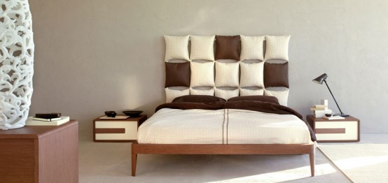 White Bed With Unusual And Creative Headboard Pixel By Olivieri