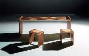 Wood Dining Room Furniture With Unique Finish By Toyo Ito
