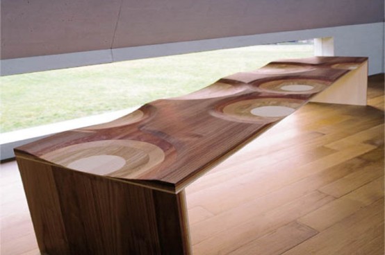 Wood Dining Room Furniture with Unique Finish by Toyo Ito - DigsDigs