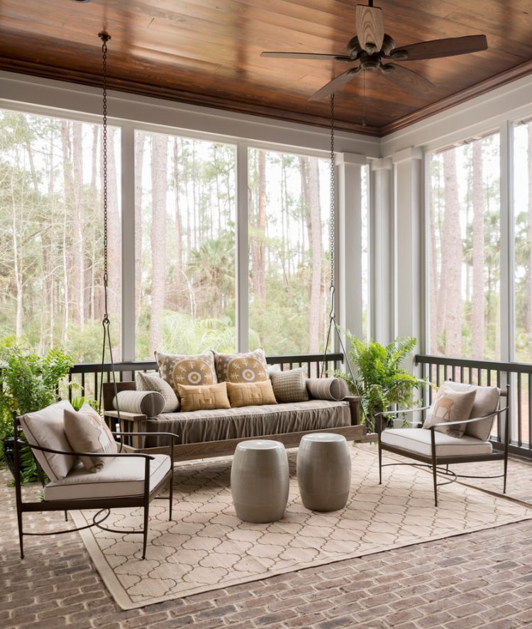 a handing daybed is a perfect furniture choice for a sunroom