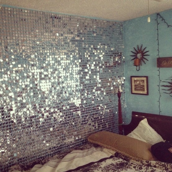 Adding Glam Touches 31 Sequin Home Decor Ideas Digsdigs - Glitter Wall Bedroom Ideas