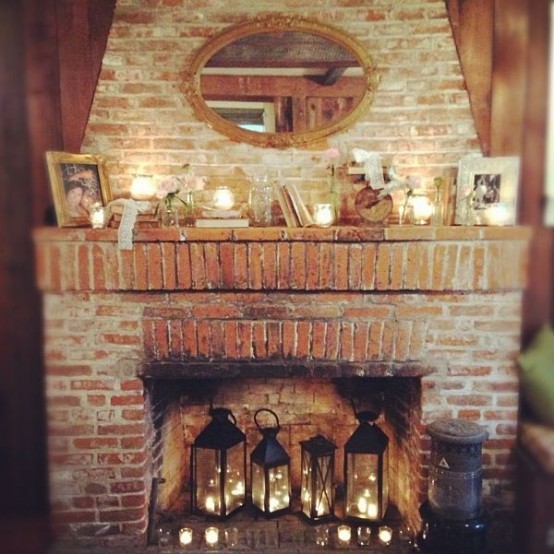 30 Adorable Fireplace Candle Displays For Any Interior - DigsDigs