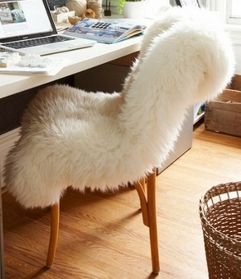 cover your usual chair with some fur to make it fall and winter ready and to make it softer and cozier
