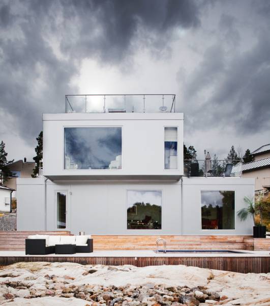 All White Scandinavian House Design with Views