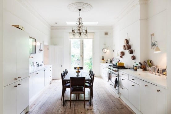 All White Kitchen Design With Rustic And Glam Features