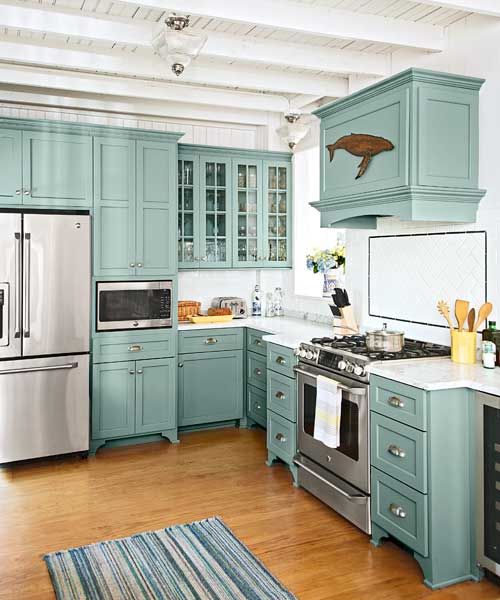 Turquoise and Aqua Kitchen Ideas  Coastal kitchen design, Home