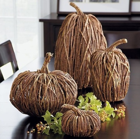 vine pumpkins with foliage are lovely fall centerpieces or decorations that can be DIYed