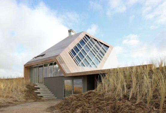 Angular Beach Home That Blends In With The Dunes