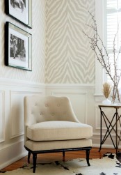 a popular animal print – zebra print – done neutral to make it more compatible and make it fit every space easily