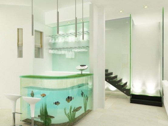 an aquarium bar stand is a gorgeous and statement decor feature for your space, whether it's a breakfats or a drink bar