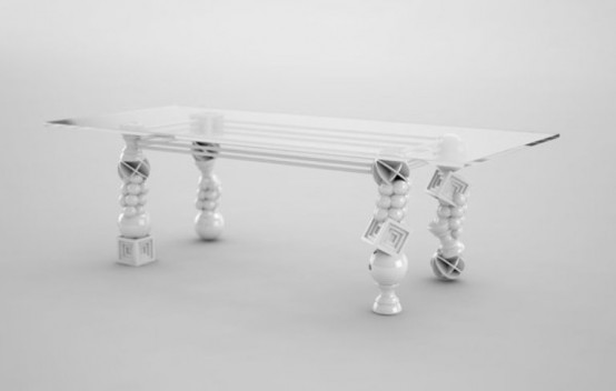 Art Deco Dining Table With Unusual Legs
