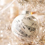 a sheer glass ornament filled with note paper will show your love to music at once