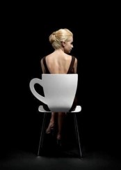 a creative chair with a unique back shaped as a cup is a lovely idea for a modern wedding, it looks bold and cool