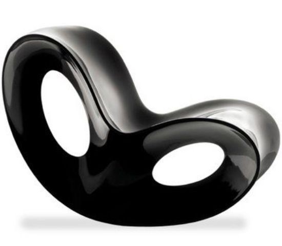 a catchy black curved chair with cavities is an alternative to a usual rocker chair, it's a very fresh and modern alternative to a usual rocker