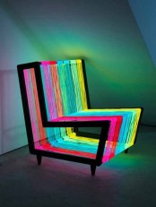 a jaw-dropping colorful neon thread chair will be a nice idea if you love disco and want to bring a bit of disco to your space