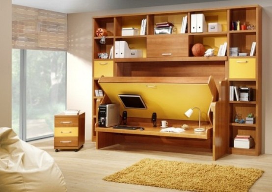 There are several ways to combine a working desk with a bed. This is probably the most logical one.