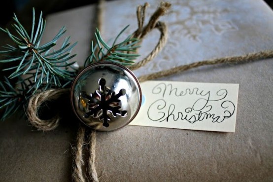 accent your Christmas gifts with fir and mini bells and they will look just amazing and very chic