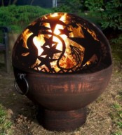 a sphere fire bowl with stars is a beautiful idea for adding a celestial touch to the space