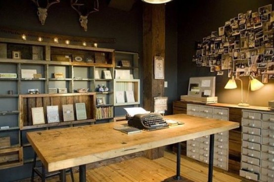 42 Awesome Rustic Home Office Designs - DigsDigs