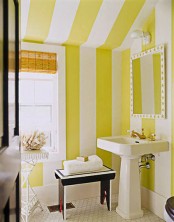 Bathroom Covered With Yellow Stripes