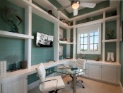 a cool aqua-inspired home office design