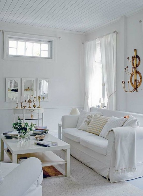 All Shades Of White: 30 Beautiful Living Room Designs ...