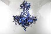 Beautiful Sapphire Blue Chandelier Of Butterflies