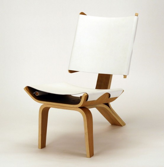 Bent Plywood And Leather Chair