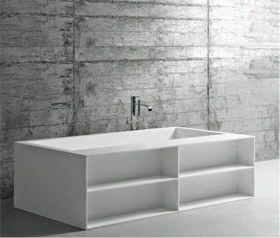 Minimalist Bathtubs in White Corian – Biblio from Antonio Lupi