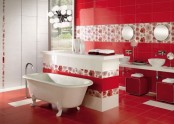 Birght Red Bathroom