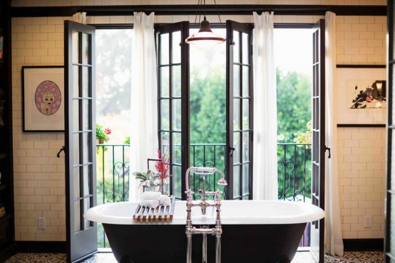 Black And White Bathroom Design With A Retro Vibe