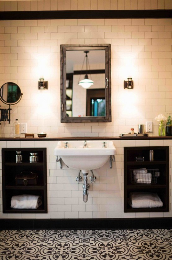 Black And White Bathroom Design With A Retro Vibe