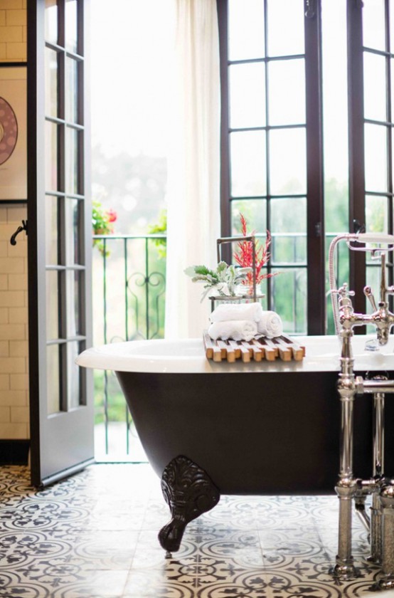 Black And White Bathroom Design With A Retro Vibe