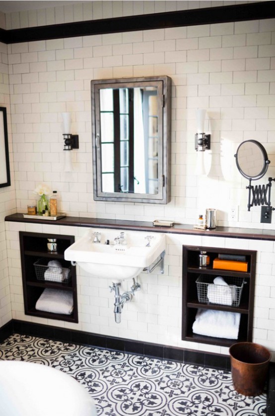 Amazing Black  And White  Bathroom  Design With A Retro Vibe 